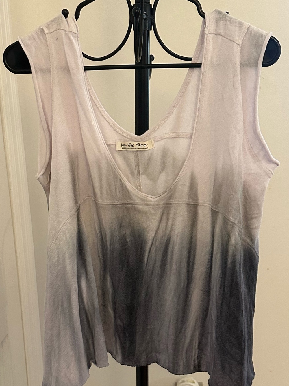 Free People Ombre Gray to White Scoop Neck Tank Size Small